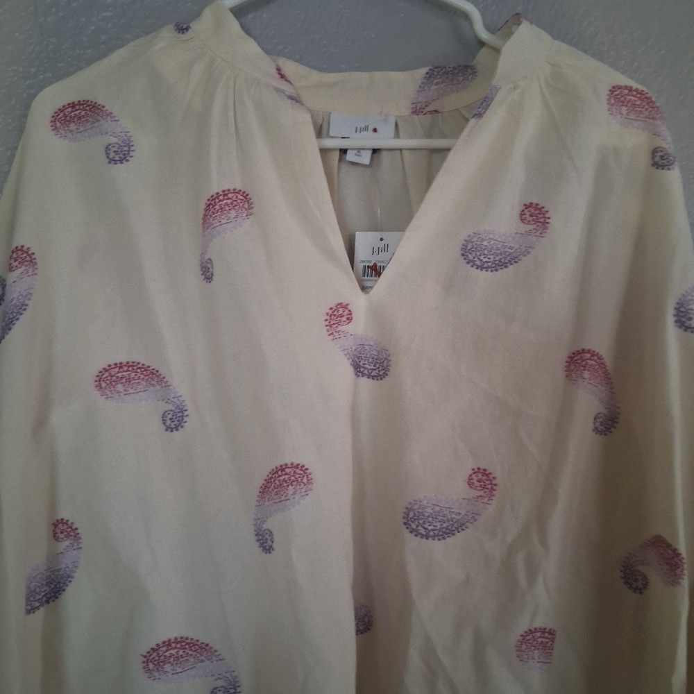 J Jill NWT Popover Paisley 3/4 Sleeve Cotton Blend Top XLT/2X - Picture 3 of 6